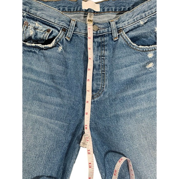 Boyish By Her Women Light Blue Mid Rise Billy Distressed Straight Jeans Size 27 - Picture 2 of 13